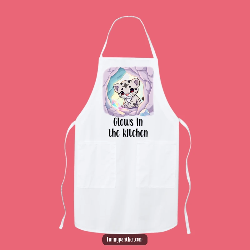 Funny Panther Cub Crystal Cave Apron - Magical Glow Cooking & Crafting