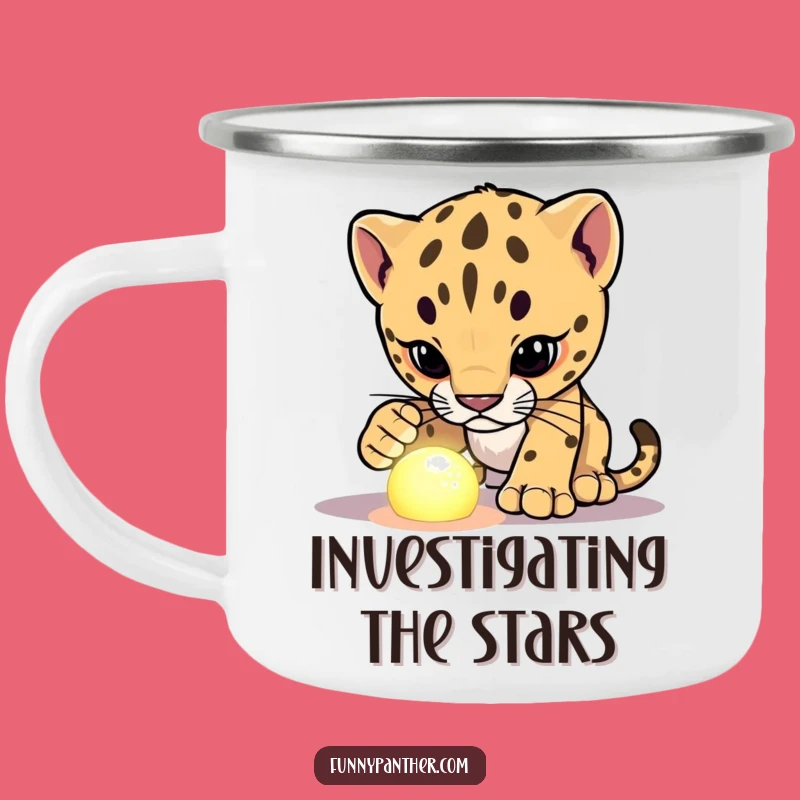 Funny Panther Cub Mystery Camping Mug - Adventure Fueled by Curious Wonder