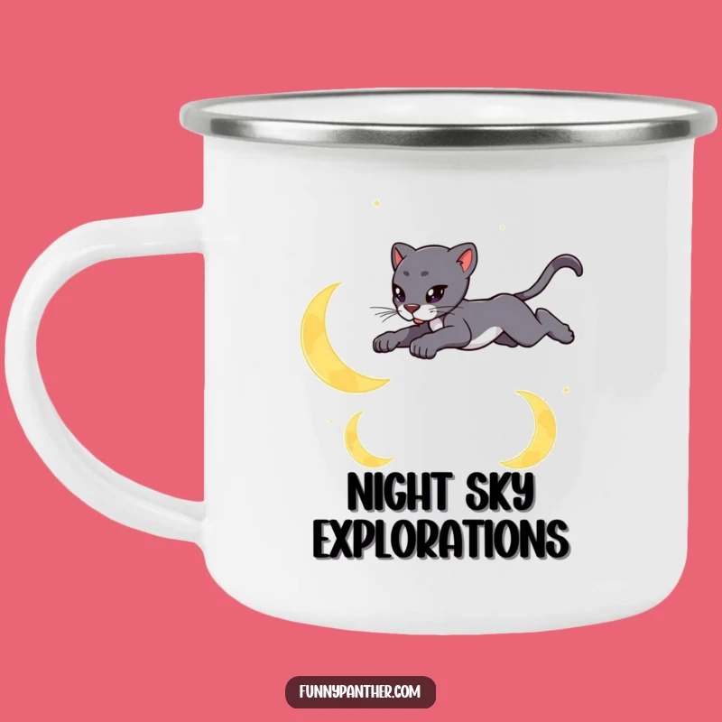 Funny Moon Panther Camping Mug: Nocturnal Adventures with Feline Grace