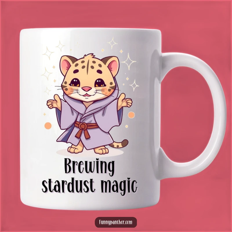 Funny Mystic Panther Mug: Magical Feline Casting Stardust for Fantasy Fans Gift