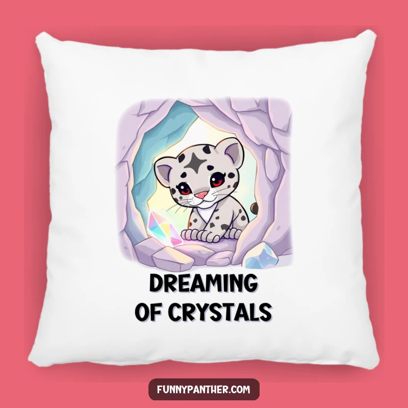 Funny Panther Cub Crystal Cave Pillow - Cozy Magical Glow Accent