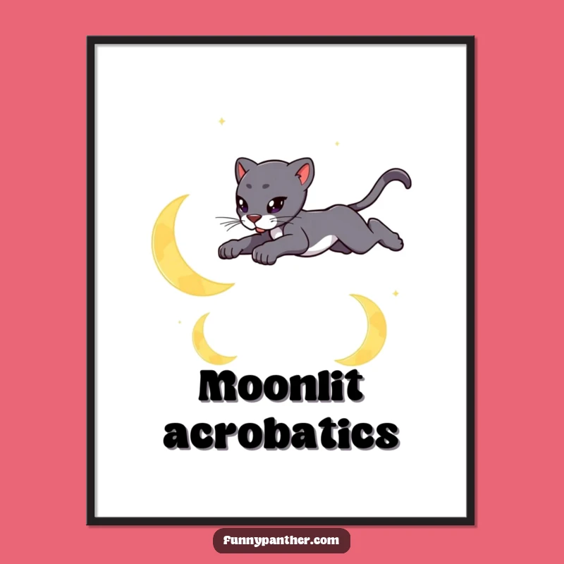 Funny Moon Panther Digital Art: Feline Grace for Instant Mystical Decor