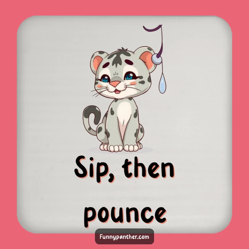 Funny Panther Cub Shadow Drink Coasters: Protect Surfaces with Playful Charm!