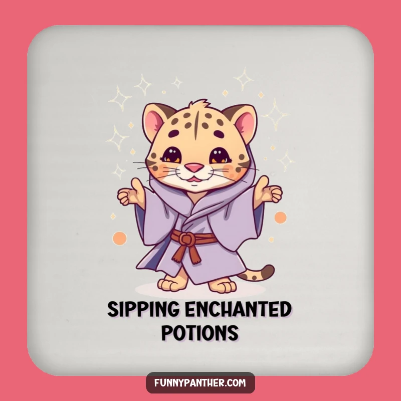 Funny Mystic Panther Coaster: Magical Protection with Enchanted Feline Style