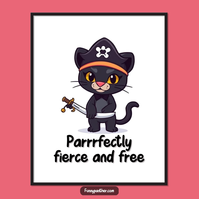 Free Printable Wall Art: Funny Pirate Panther Decor Downloadable Art