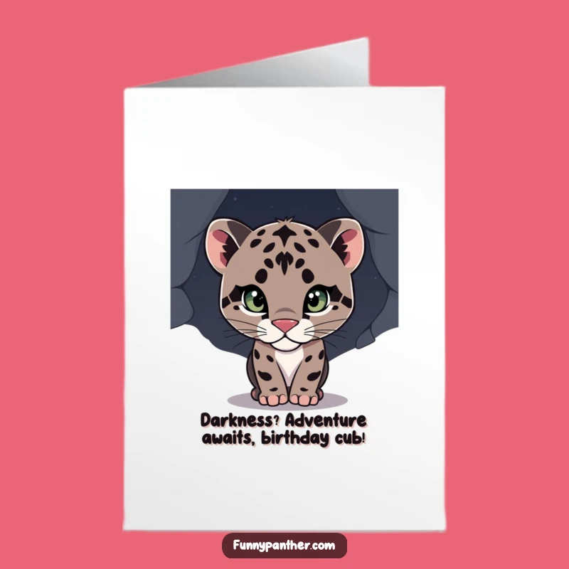 Free Printable Birthday Card: Curious Panther Cub Funny Downloadable Gift for a Sneaky Surprise