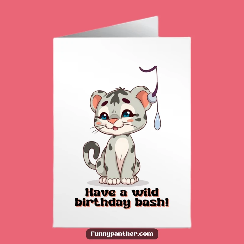 Free Printable Birthday Card: Playful Panther Cub Shadow Fun Downloadable Gift