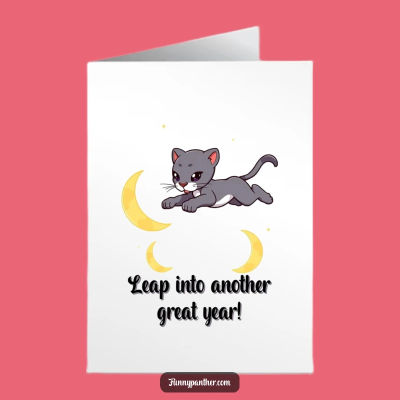 Free Printable Birthday Card: Dreamy Panther Moon Leap Downloadable Gift