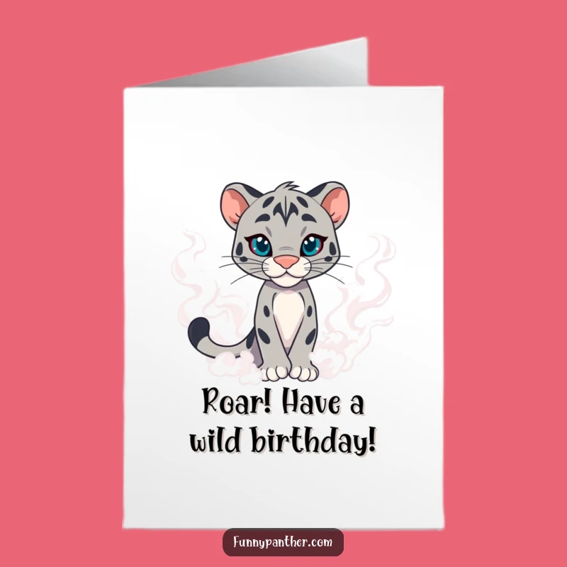 Free Printable Birthday Card: Confident Panther Emerges from Mist to Celebrate!