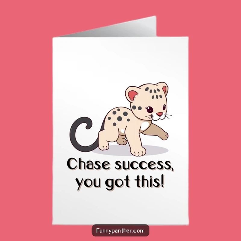 Free Printable Congrats Card: Panther Cub's Playful Tail Chase Celebration!