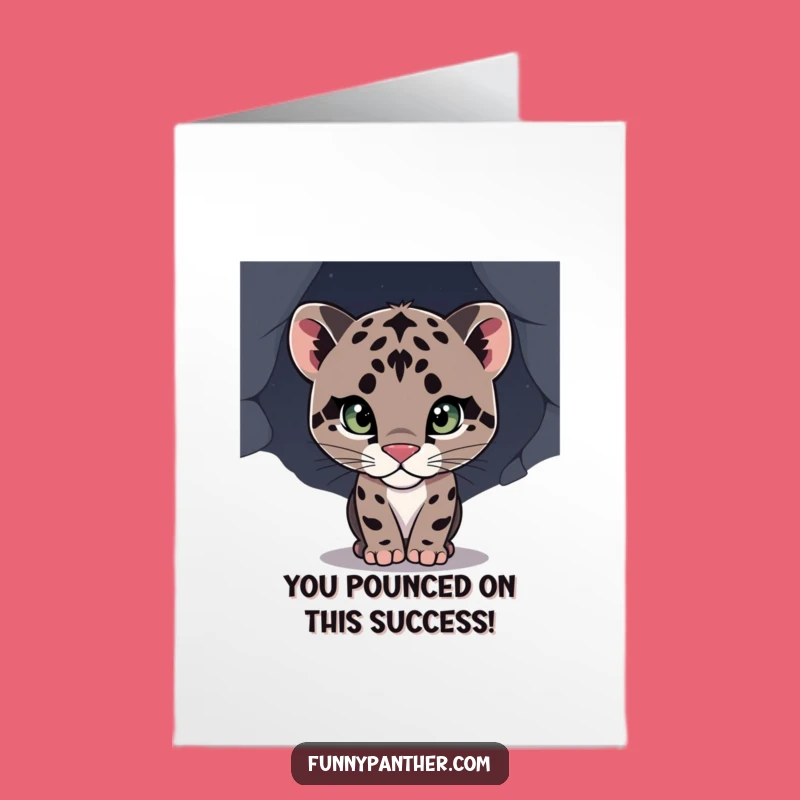 Free Printable Congrats Card: Curious Panther Cub 'You Did It' Funny Downloadable Gift