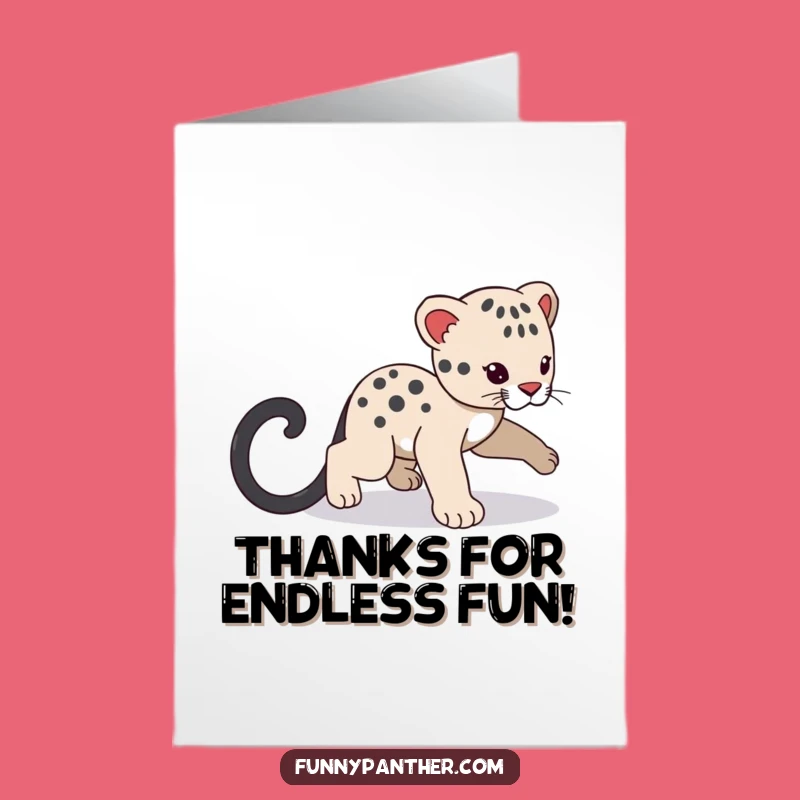 Free Printable Thank You Card: Panther Cub's Playful Tail Chase of Gratitude!