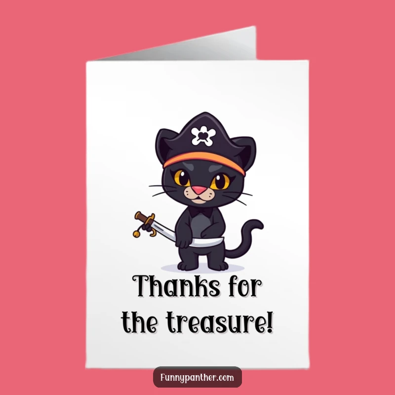 Free Printable Thank You Card: Funny Pirate Panther Downloadable Gift