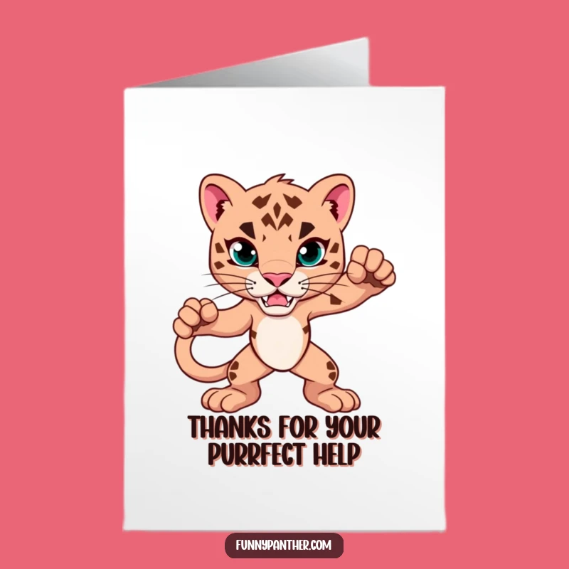 Free Printable Thank You Card: Alert Panther Expresses Gratitude with Humor