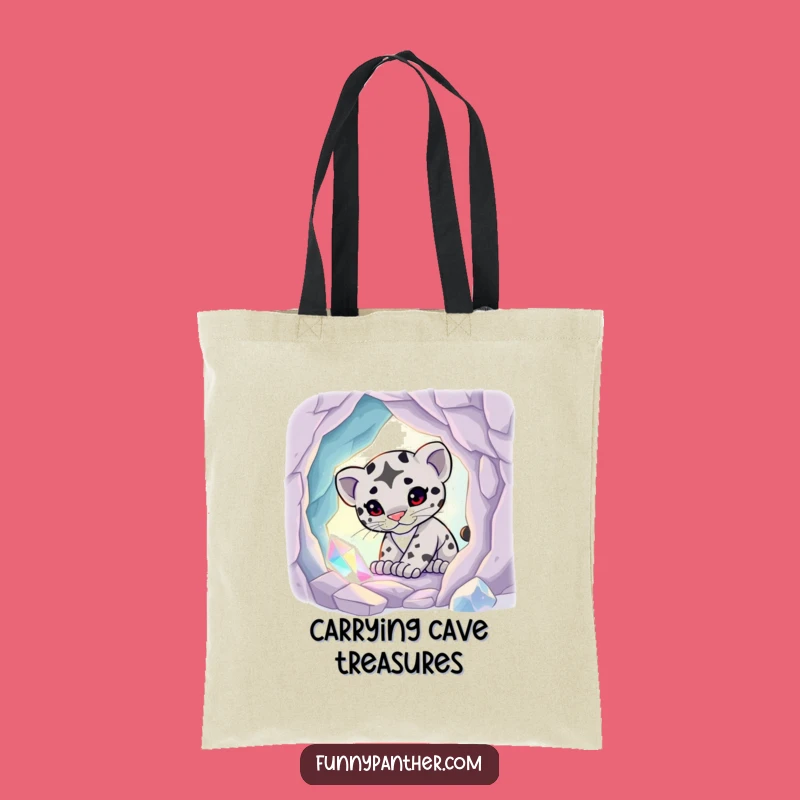 Funny Panther Cub Crystal Cave Tote Bag - Magical Glow Everyday Carry